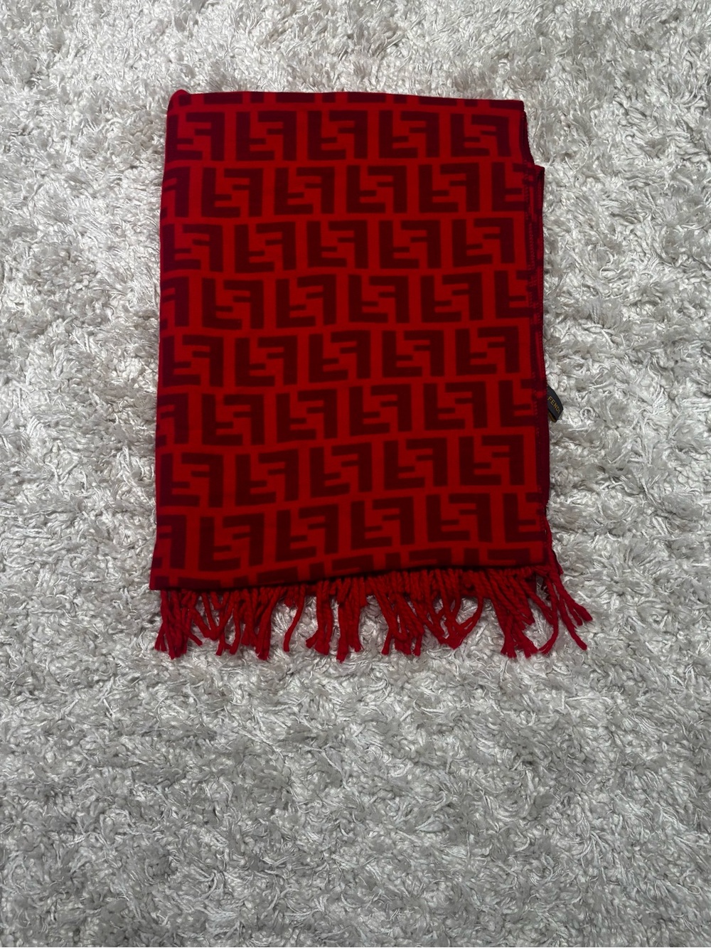 Fendi Roma Red Monogram Scarf